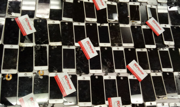 Hundreds of damaged iphone screens