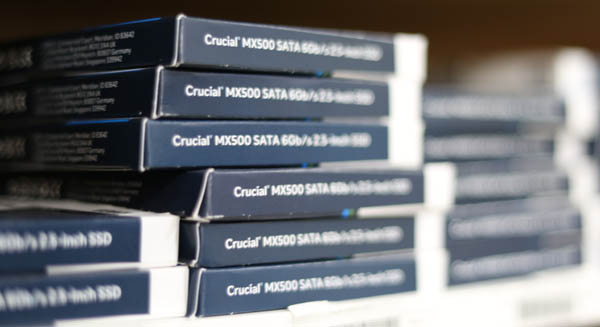 SSD Hard Drives on shop shelf ready for sale