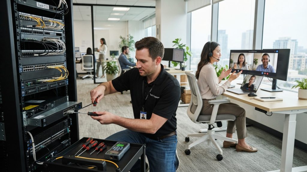 IT Technician installing hardware IT Technician installing hardware