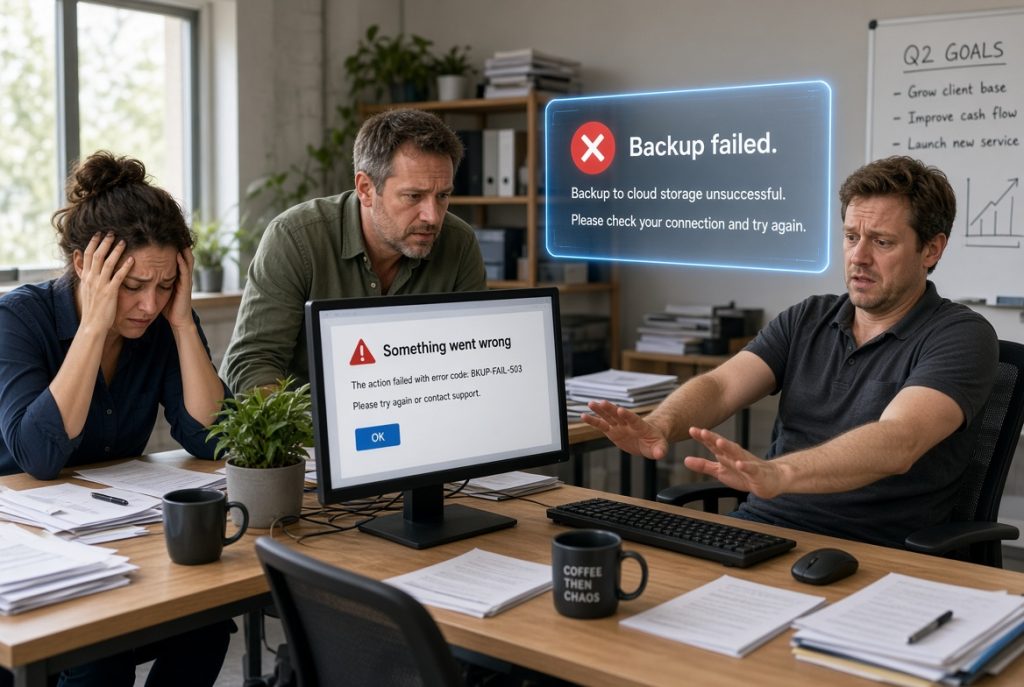 Staff interrupted by a failed backup Staff interrupted by a failed backup